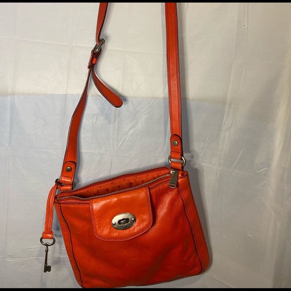 Vtg Fossil Leather Handbag Crossbody